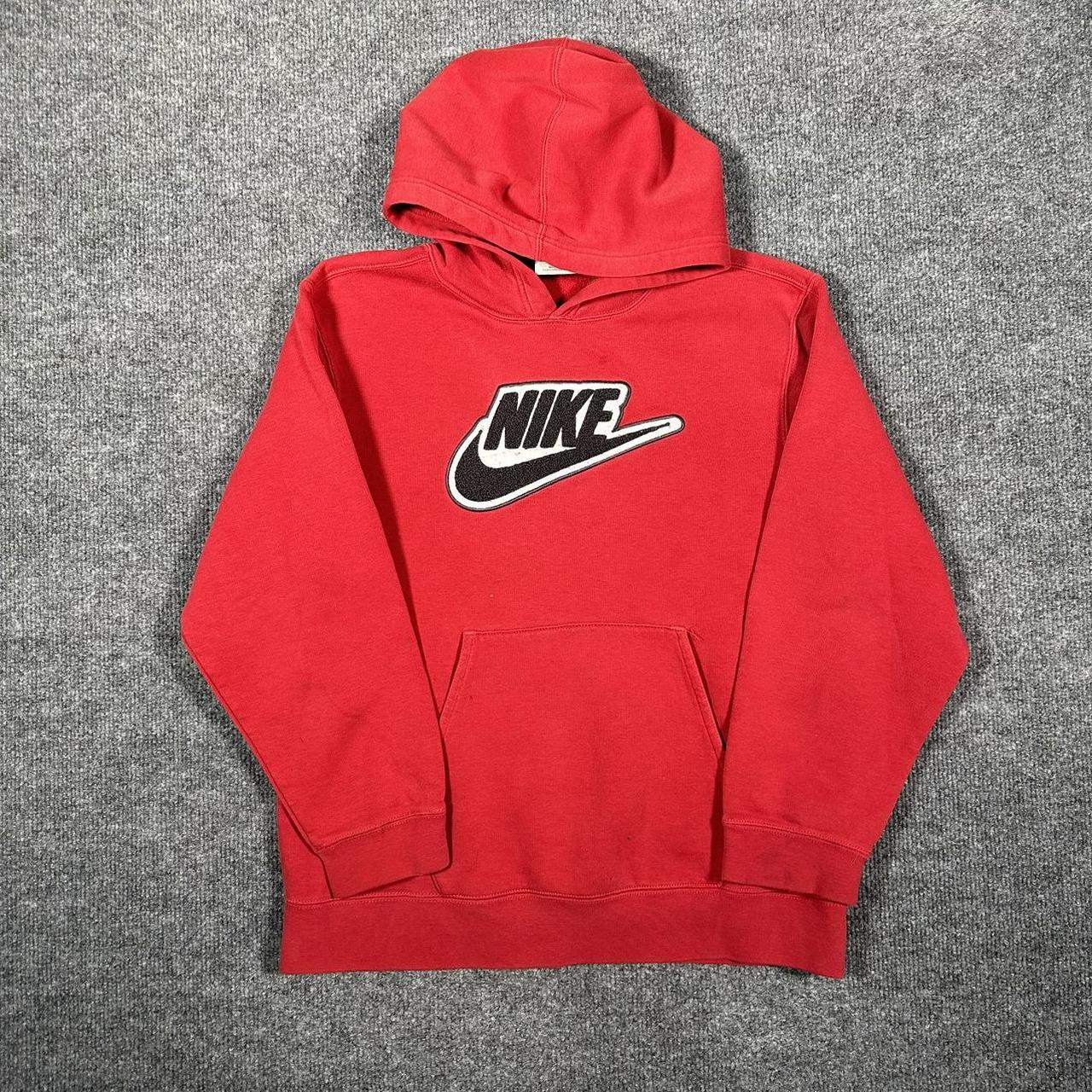 Red nike hoodie black logo sale