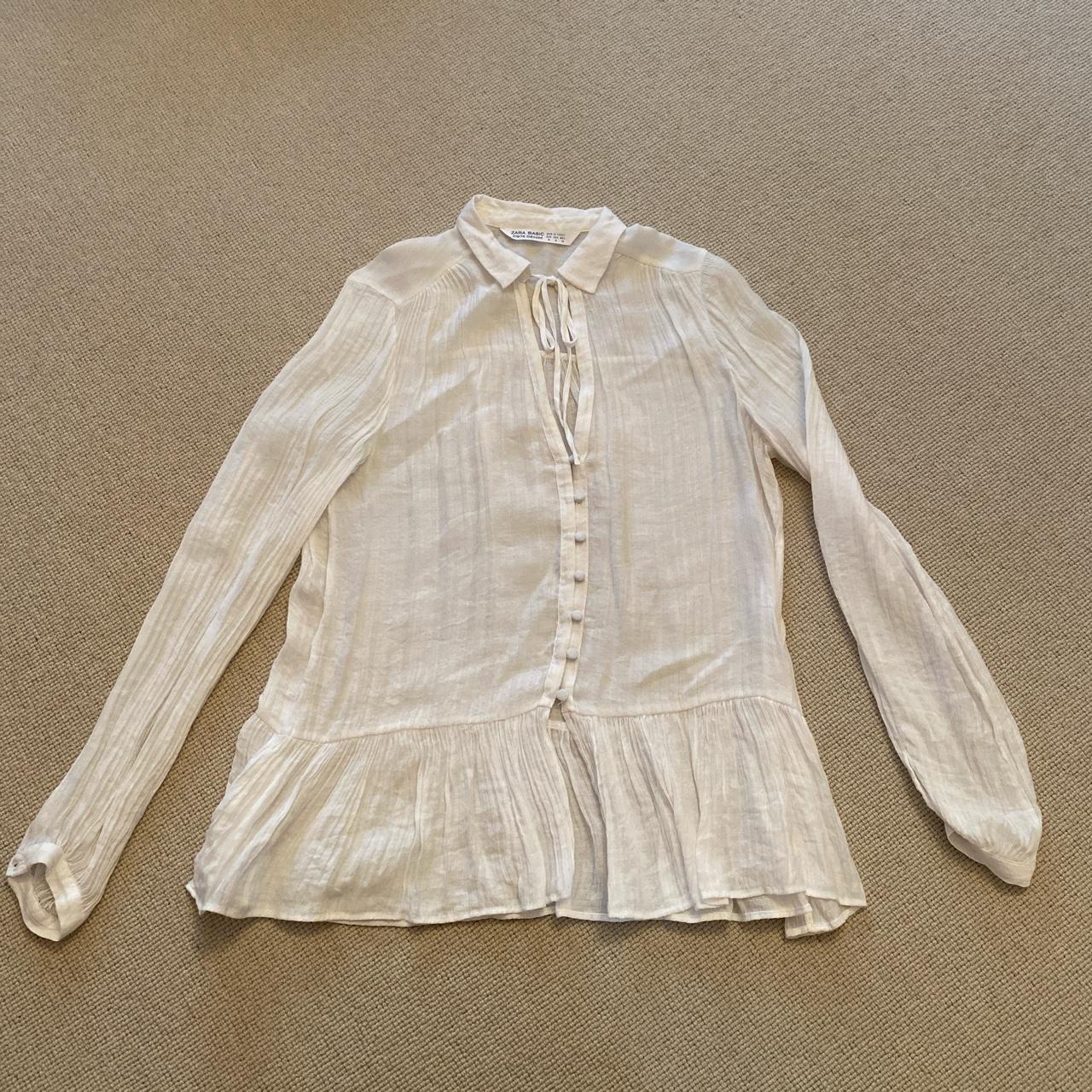 Zara Women's White Blouse | Depop