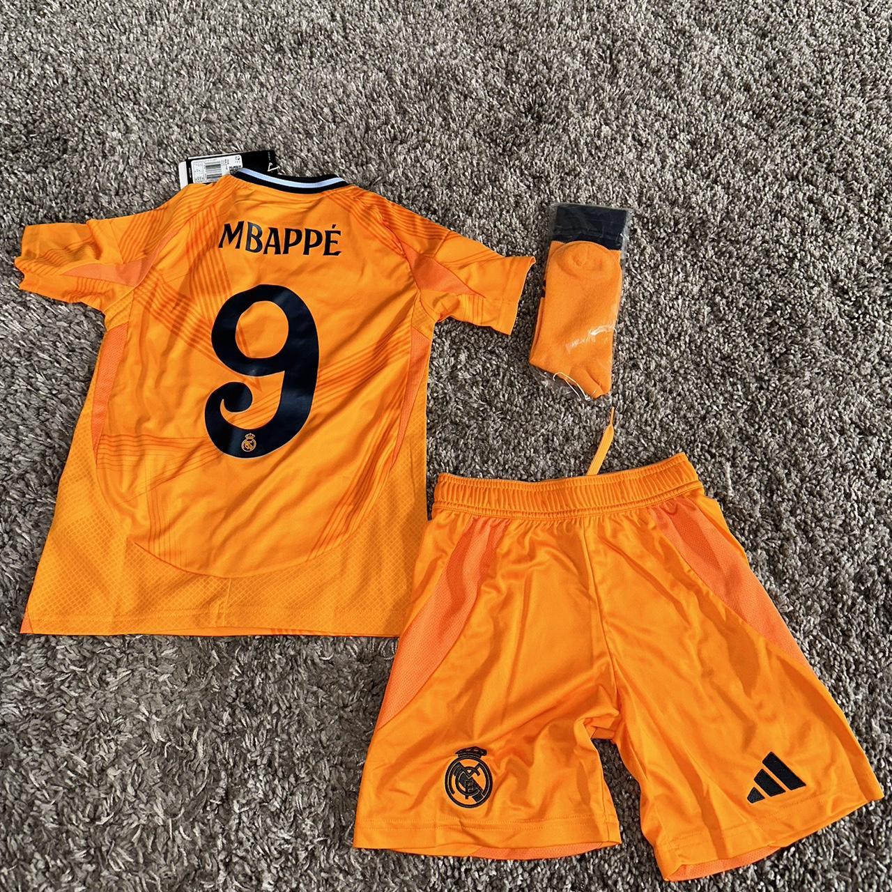 Youth Real Madrid away kit 24/25 orange Mbappe Depop