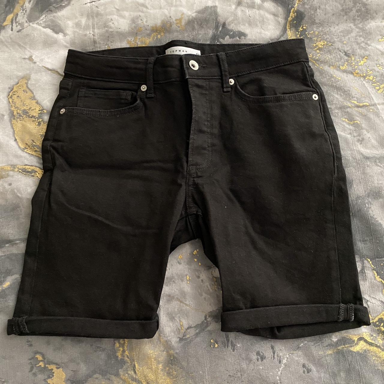 Topman Stretch Skinny Black Denim Shorts Depop