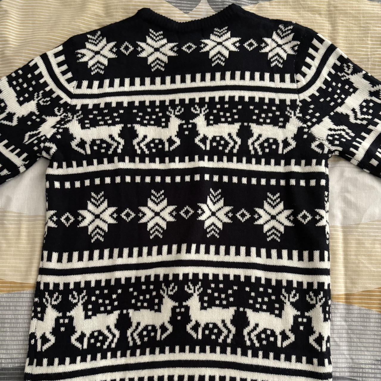 BoohooMAN Dark Navy and White Christmas Jumper . Depop