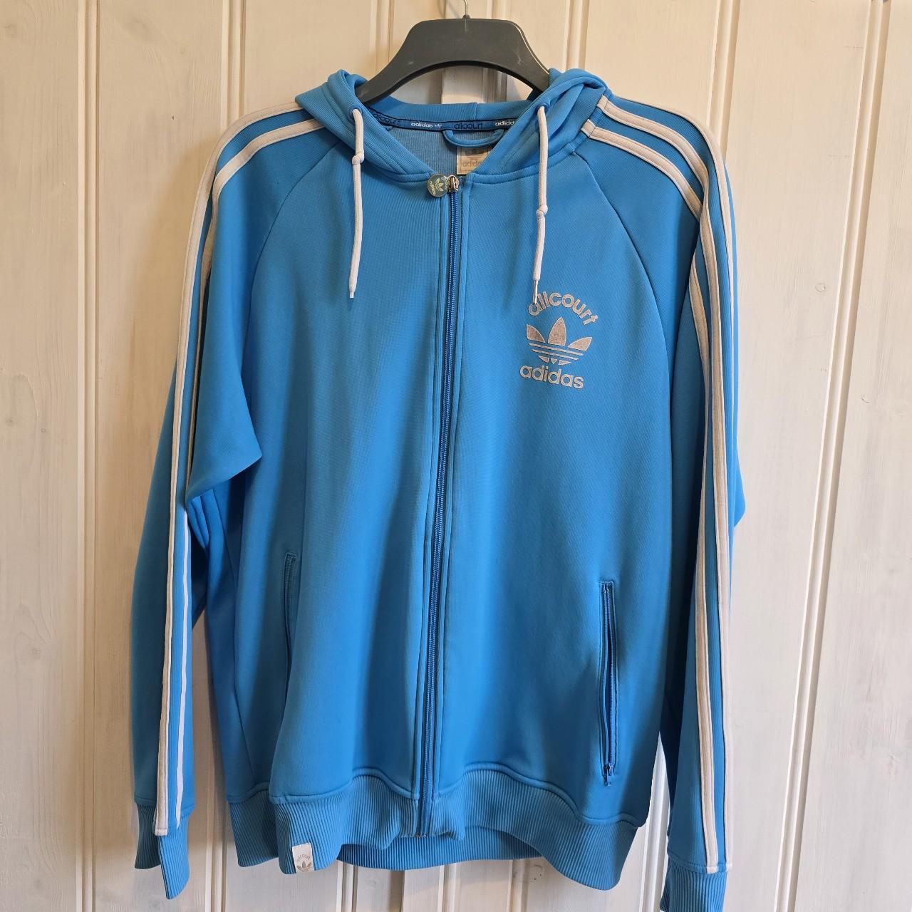 Vintage Adidas All Court Baby Blue Full Zip Hoodie / | Depop