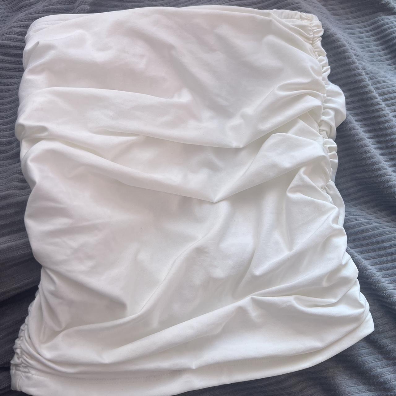 White scrunched mini skirt🤍 Size: 8 Only been worn... - Depop
