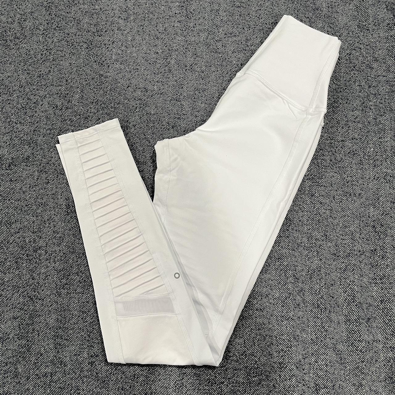 High-Waist Moto Legging - White/White Glossy