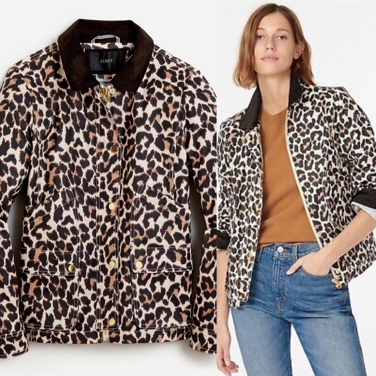 J crew shop leopard bomber