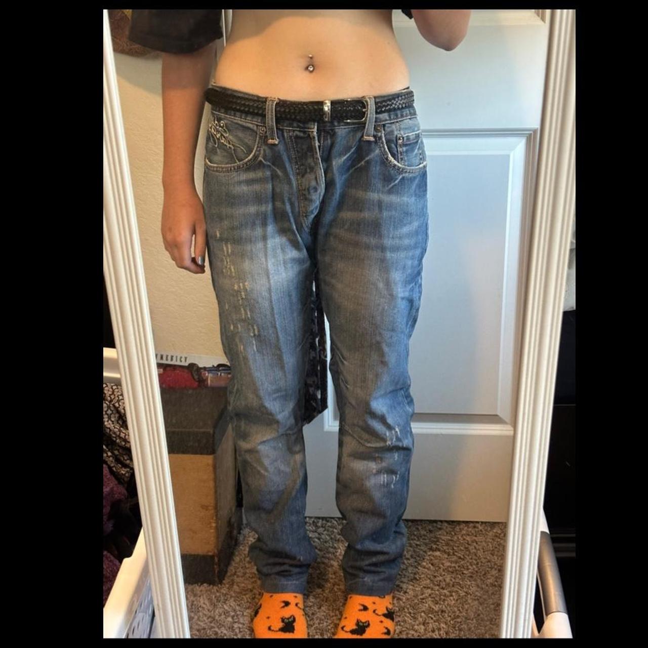 Ed hardy jeans with awesome embroidery size 32 x 32 | Depop