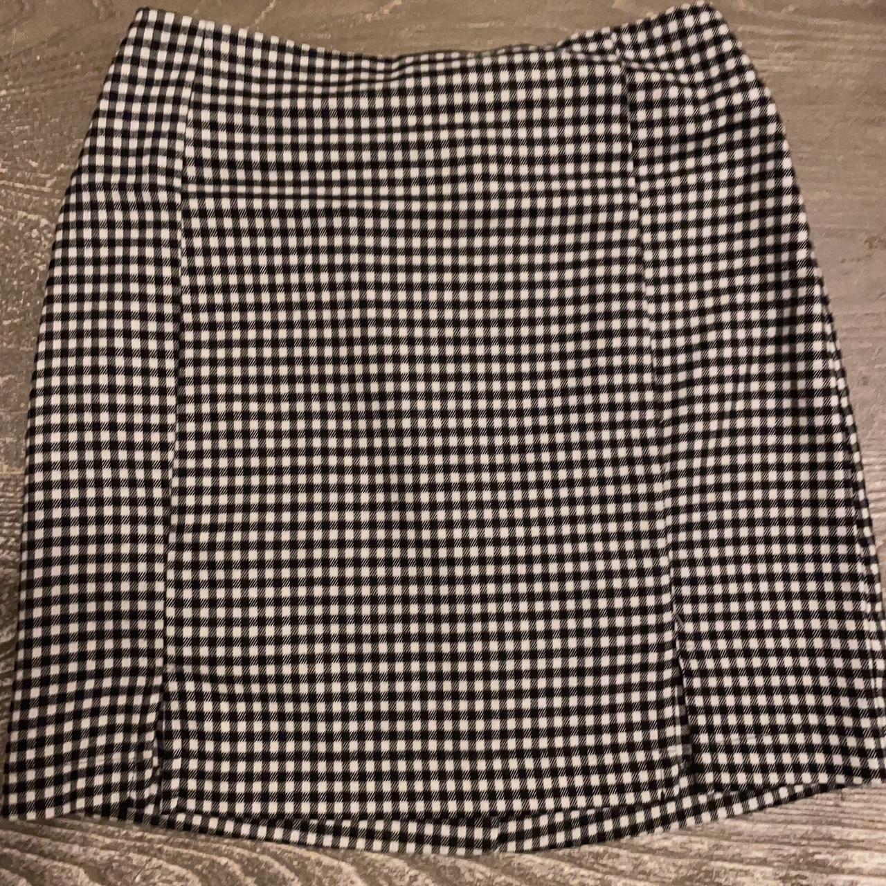 black and white checkered mini skirt comfortable... - Depop