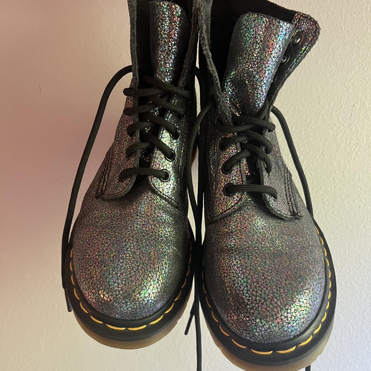 Oil slick iridescent Dr Martens 1460 Pascal boots. Depop