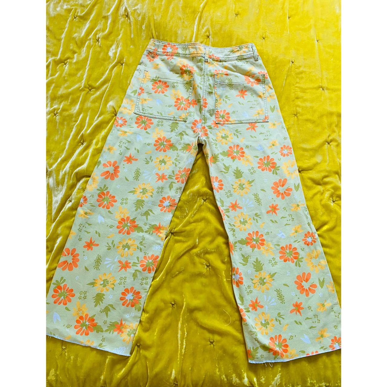 Cider Women's Yellow and Green Jeans Depop
