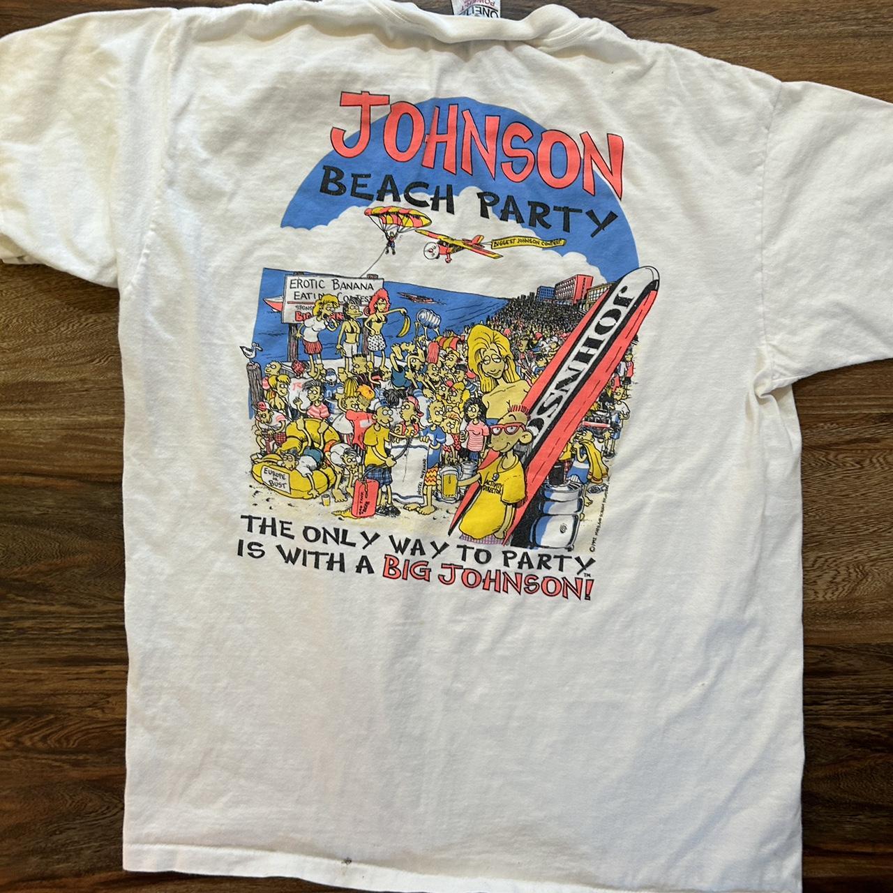 1992 Big Johnson Beach Party Tee Stained on the... - Depop