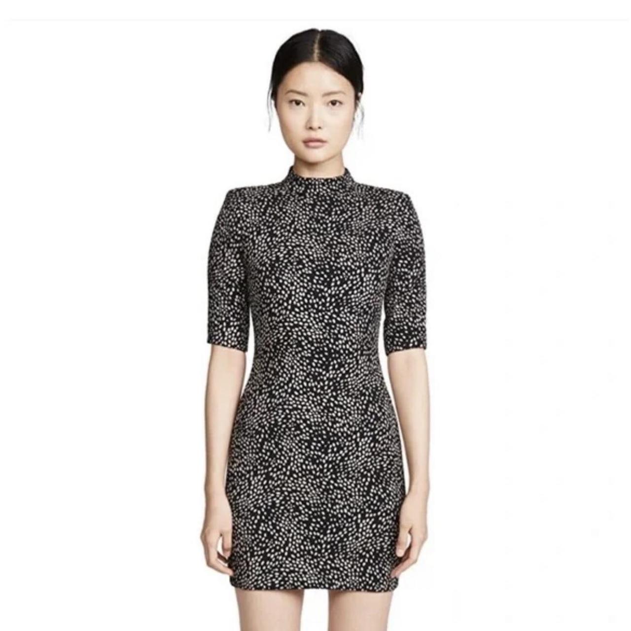 Alice and Olivia mock neck mini dress. Black with