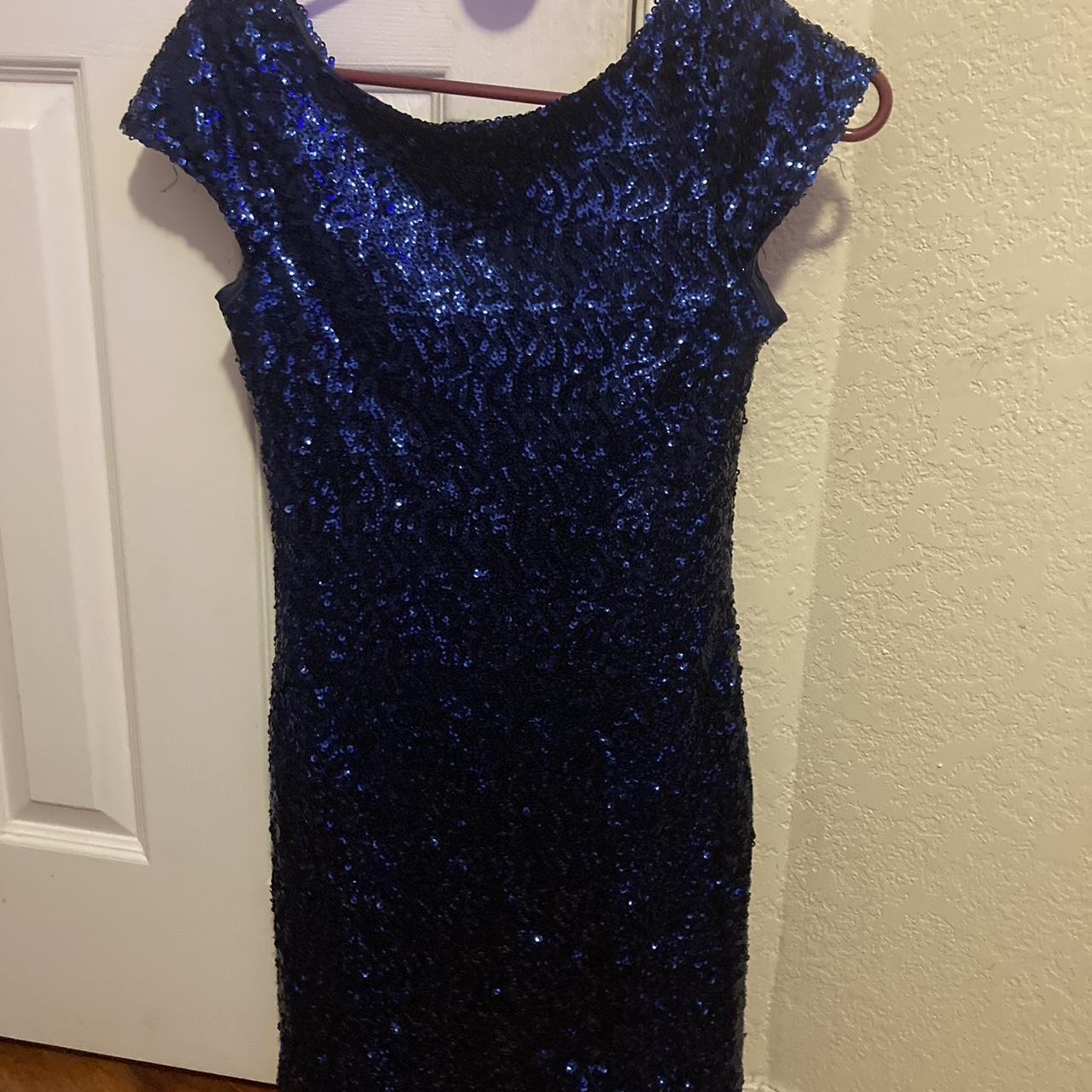 - Dark Blue Sequin Dress - Repop - Says Size 3, For - Depop