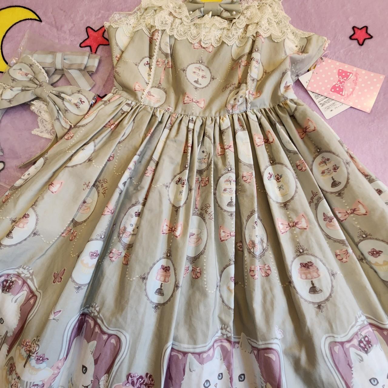 Angelic Pretty Cats Tea Party Grey set dress ⭐️From - Depop