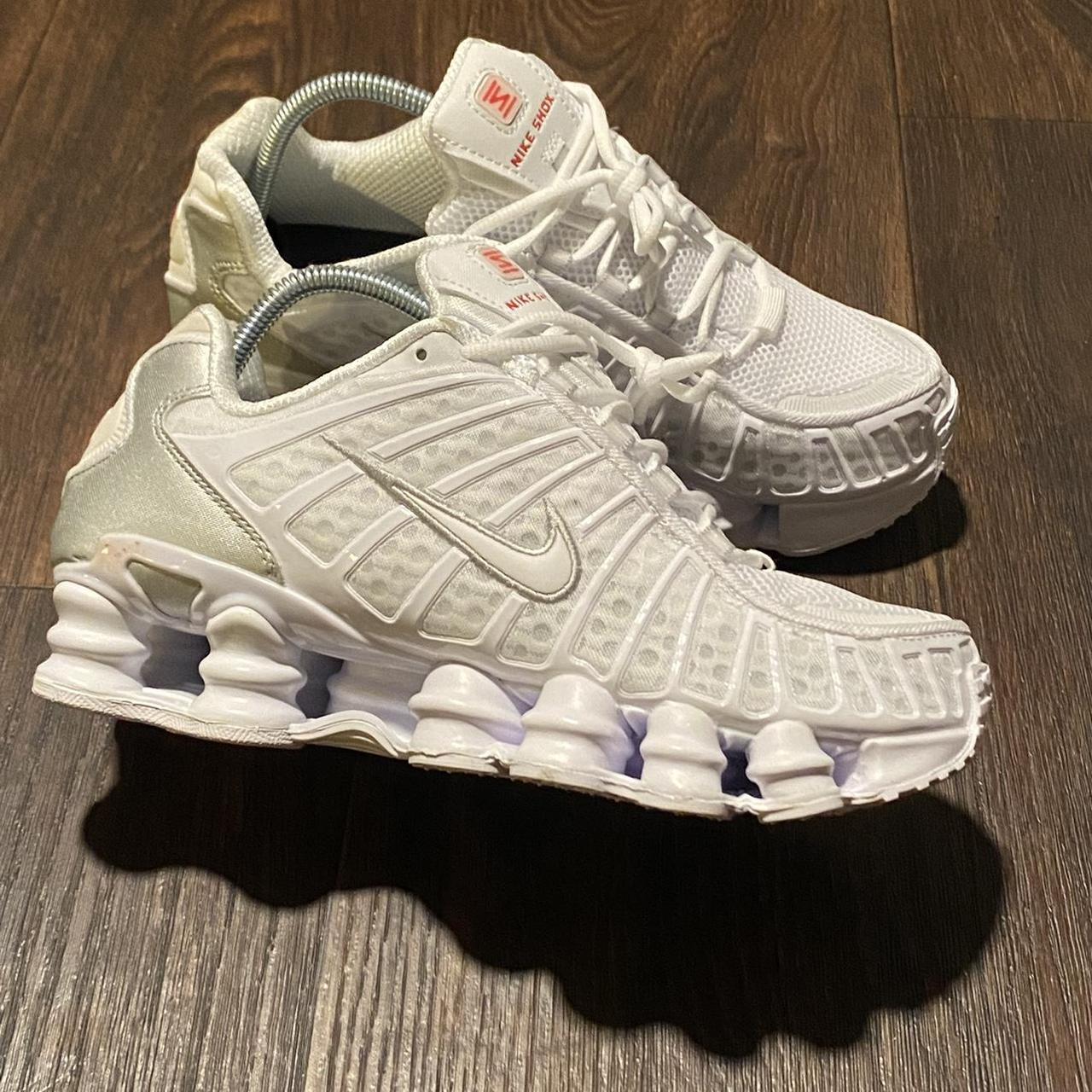 nike shox tl white silver