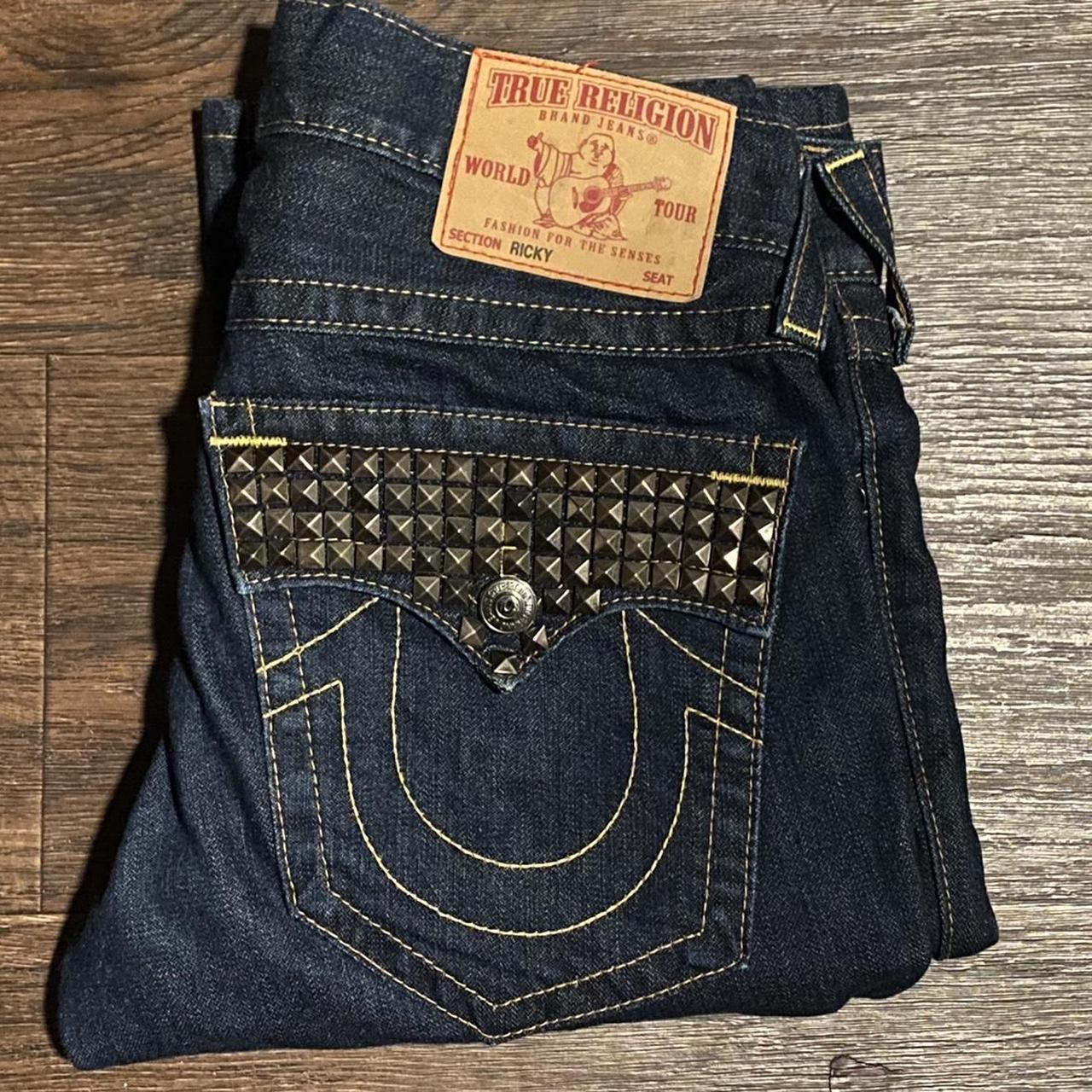 True Religion Studded Jeans STRAIGHT Y2K W THE | Depop