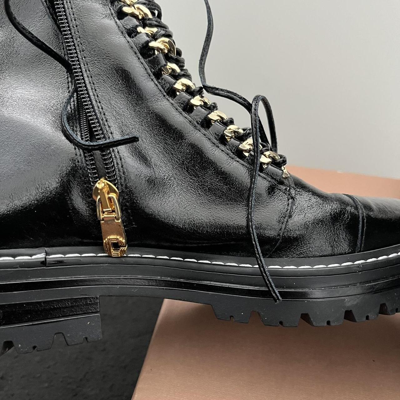 Black Carvela Boots Leather Gold Detailing