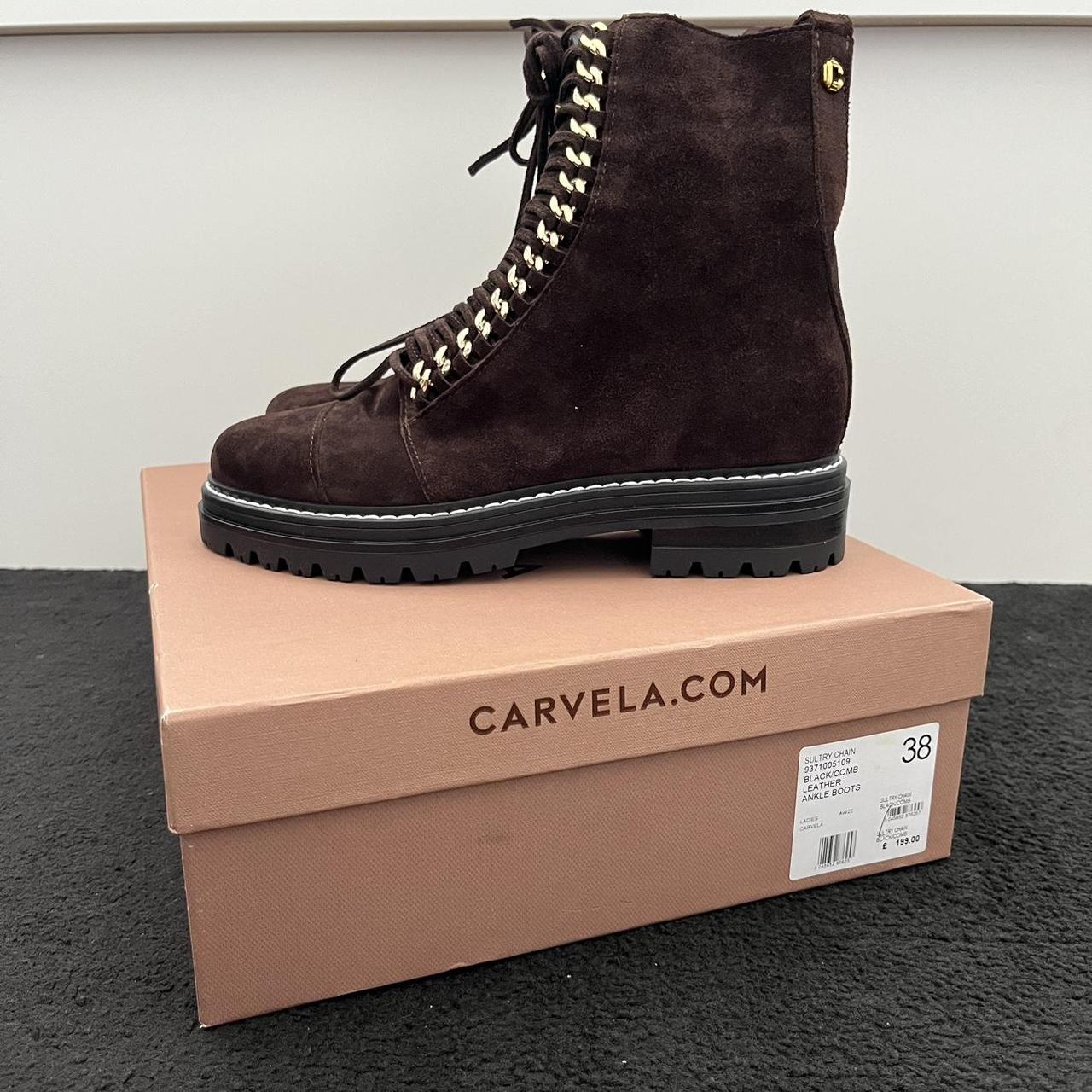 Carvela Suede Boots Brown, Gold Detailing,
