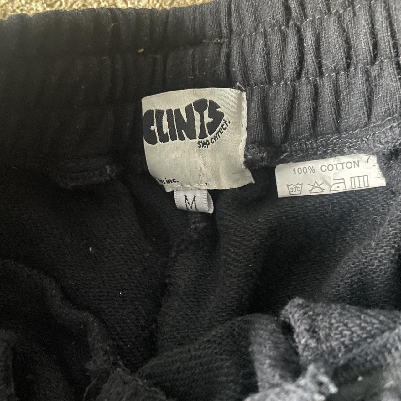 clint’s trackies tracksuit bottoms black with... - Depop