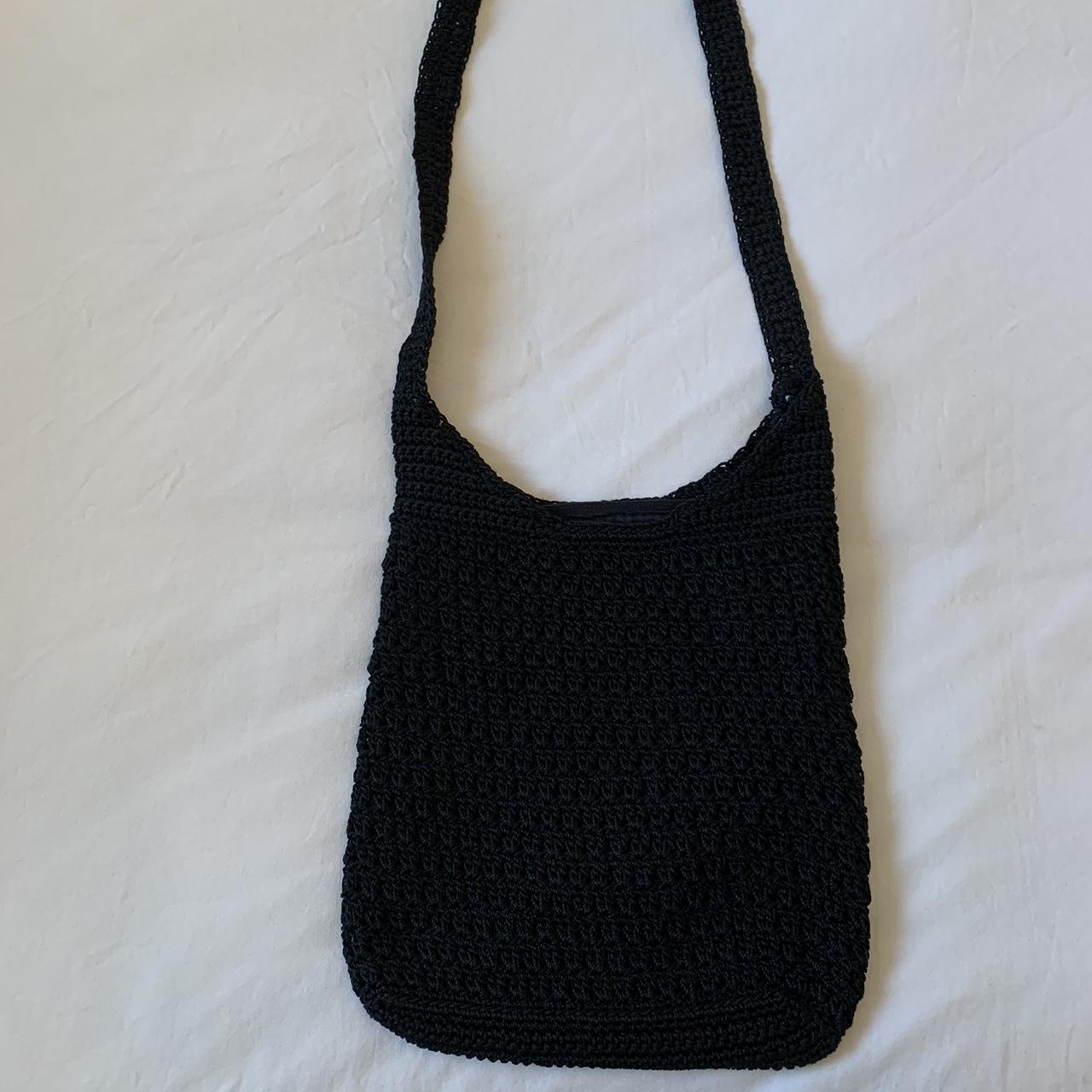 Large crochet crossbody bag, black Lined with... - Depop