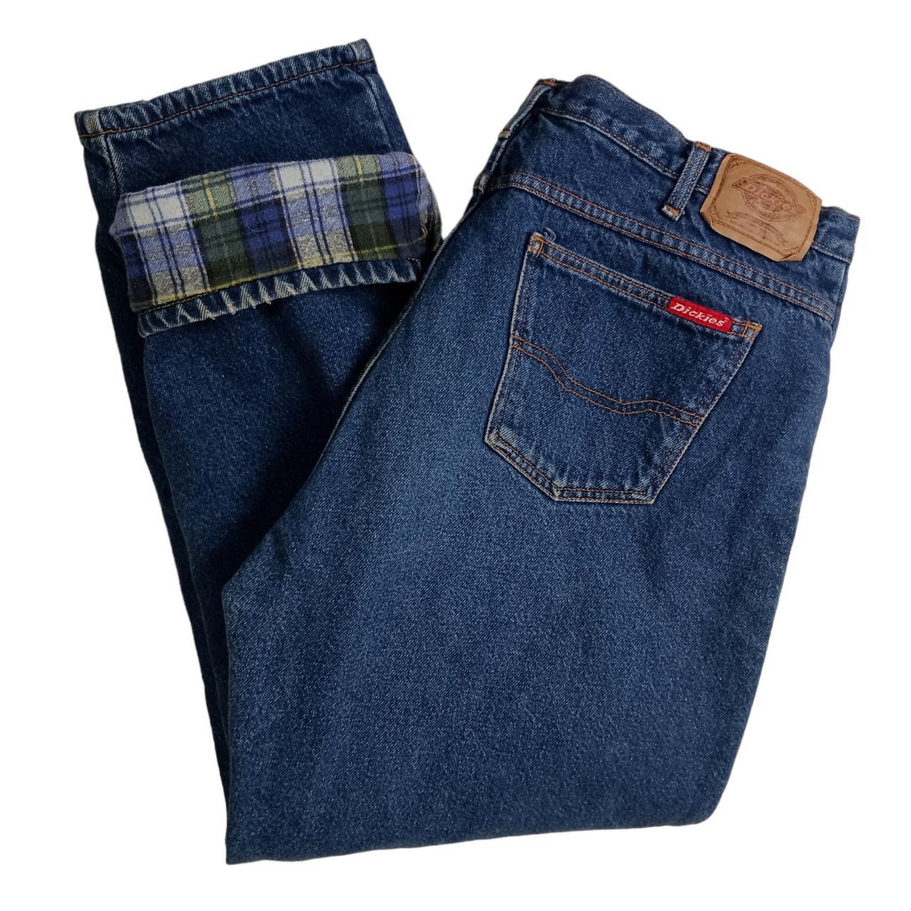 Dickies Flannel Lined Jeans Men Blue 38 x 30 Denim... - Depop