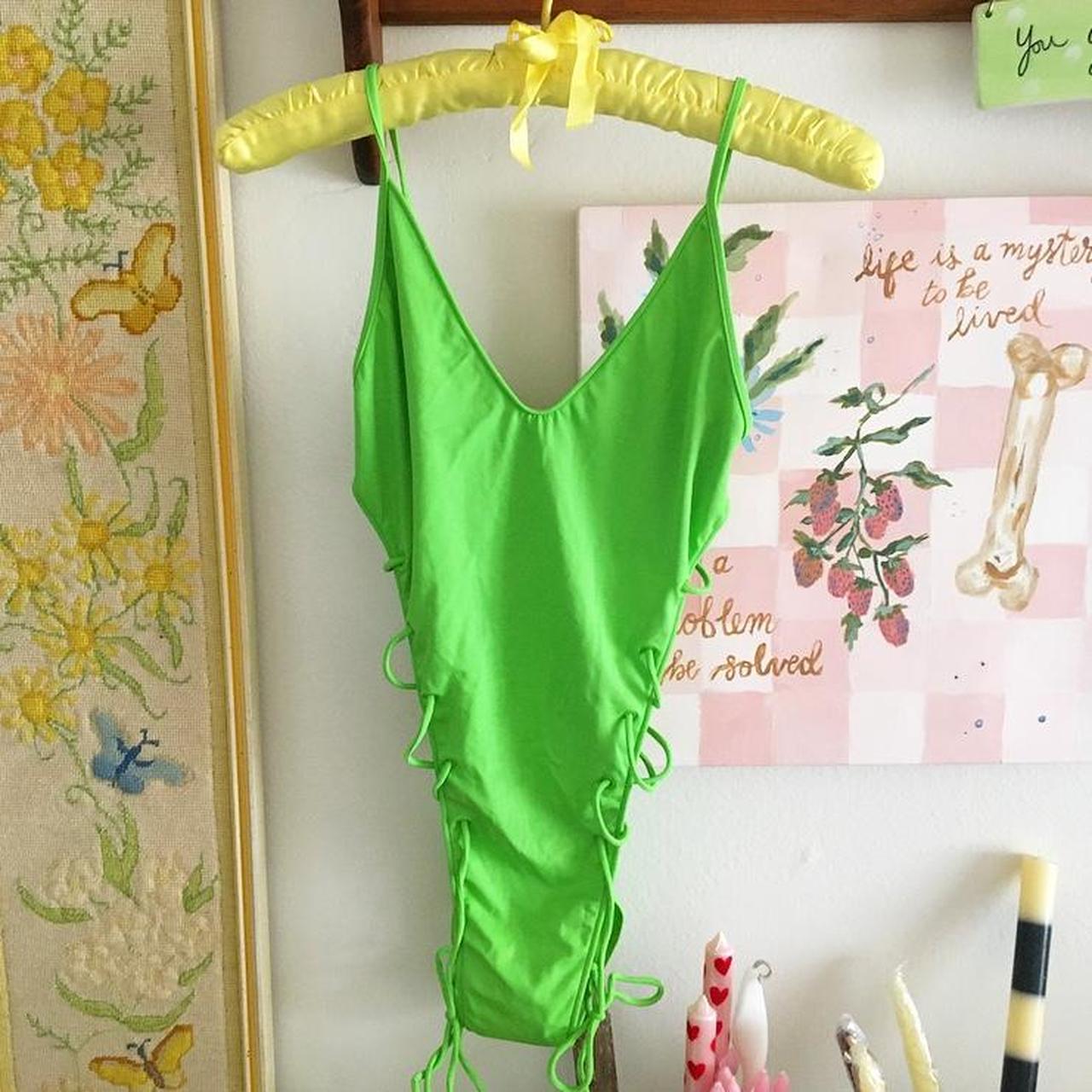 Vintage Y2K Victoria’s Secret swimsuit neon green... Depop