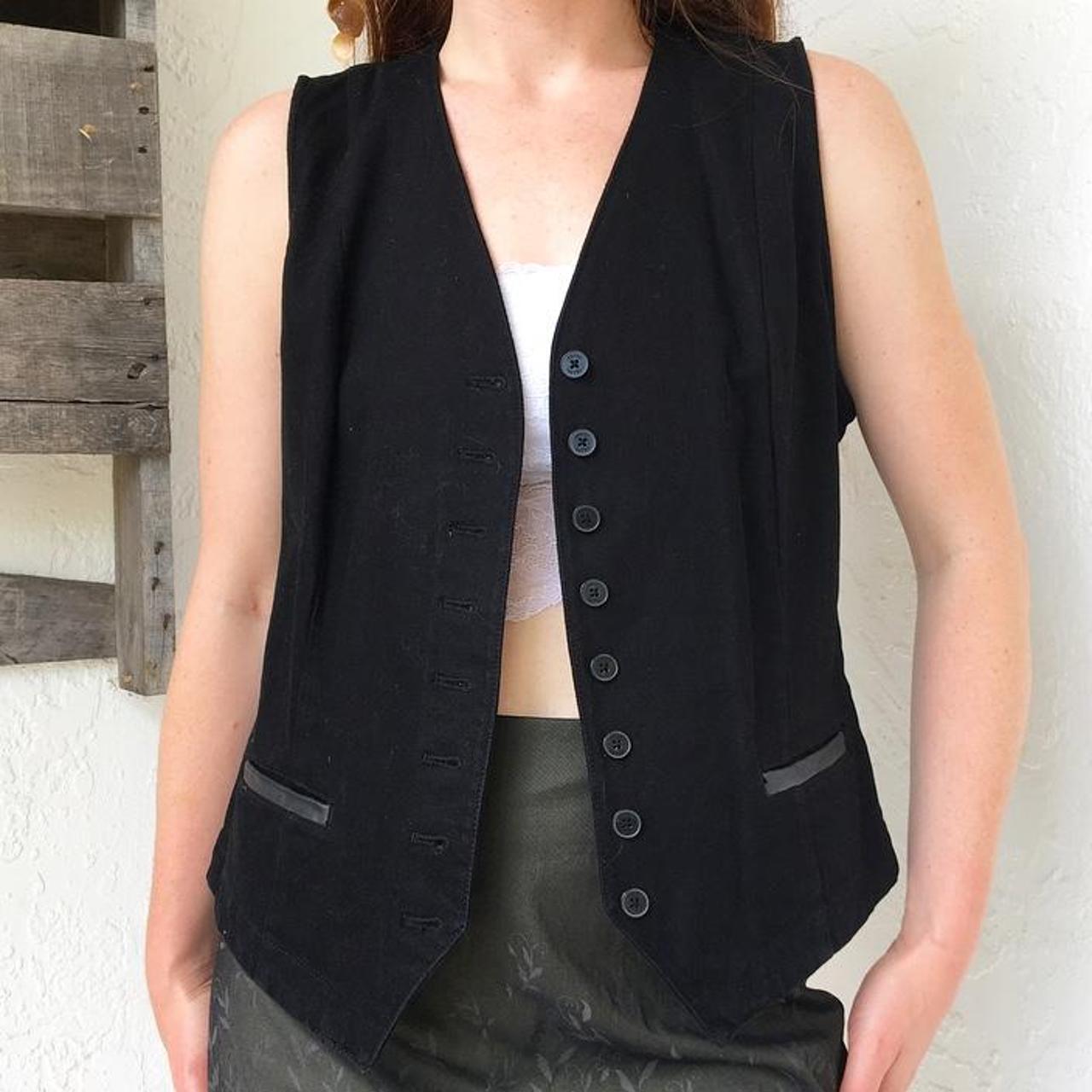 Vintage y2k chaps denim vest black denim vest with... Depop