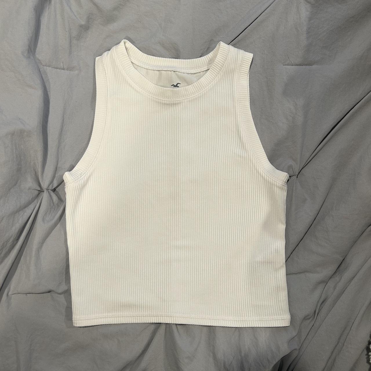 Hollister High Neck White Tank - Depop