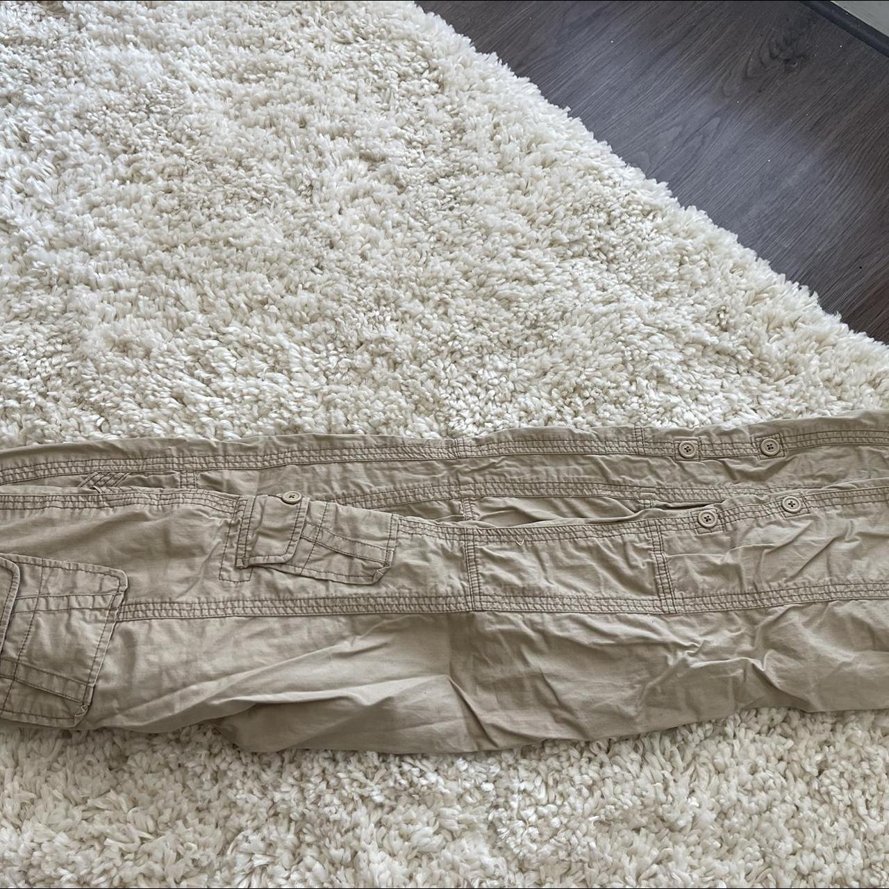 Y2K khaki cargo pants with button... Depop
