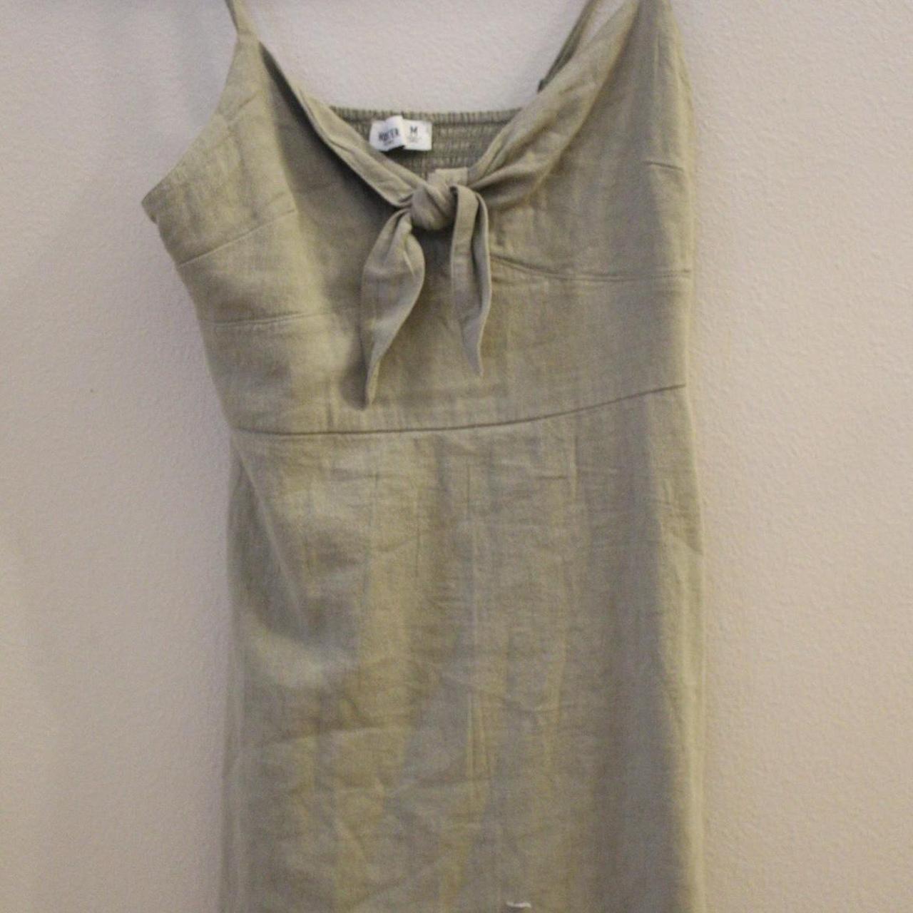 HOLLISTER Green Linen Front Tie Dress #hollister... - Depop