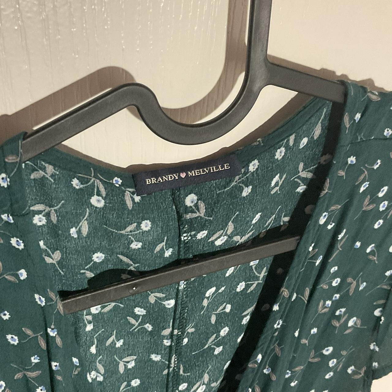 brandy melville green wrap dress - green floral wrap - Depop