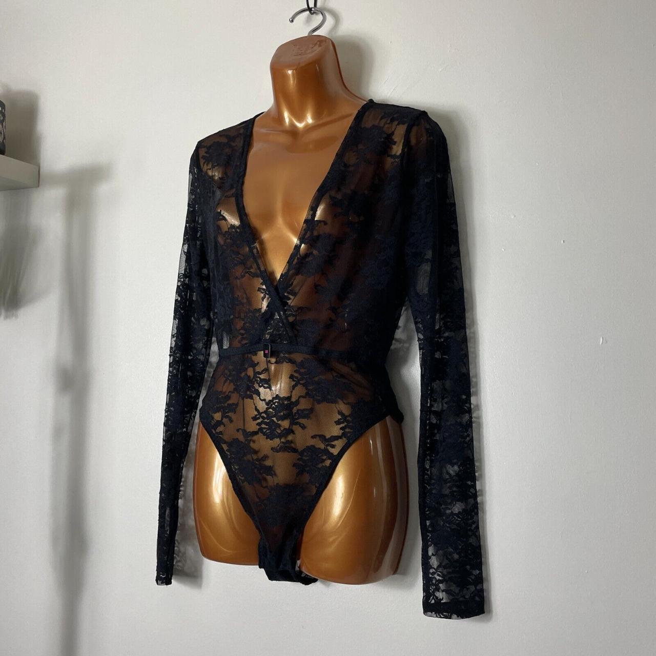 Sexy Black Bodysuit - Long Sleeve Bodysuit - Sheer Lace Bodysuit