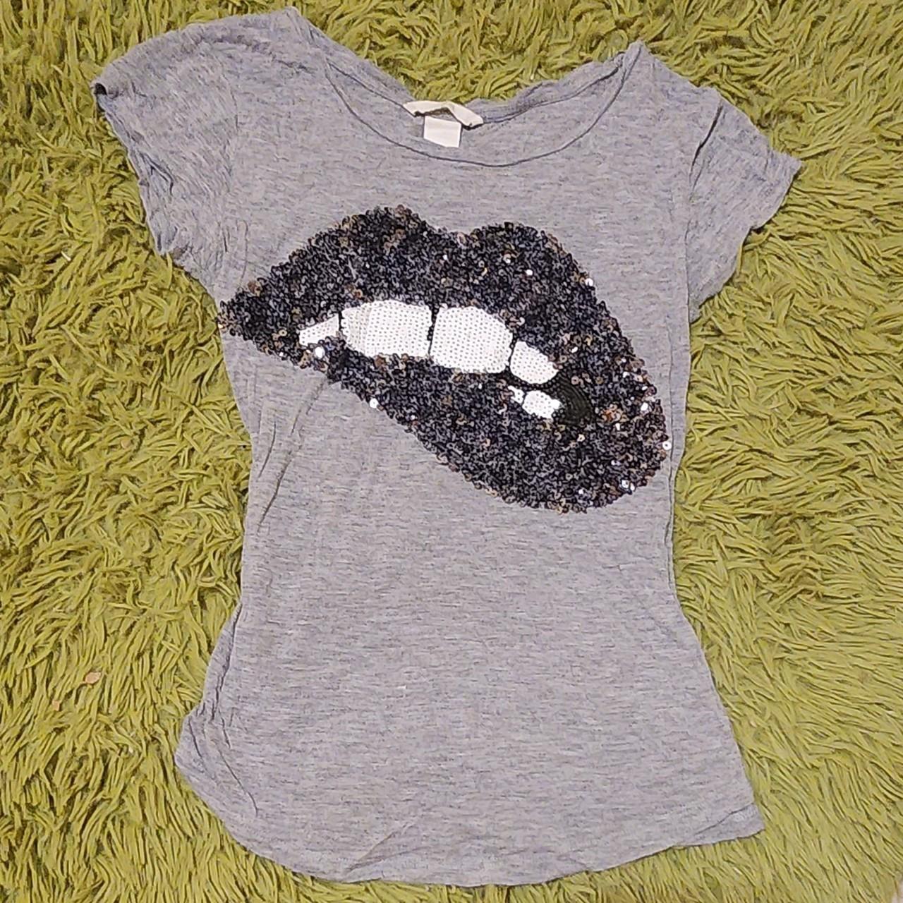 h&m sequin lips t shirt