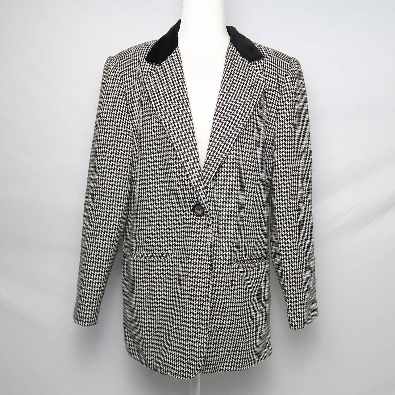 Vintage 90s Sag Harbor black and white houndstooth... - Depop