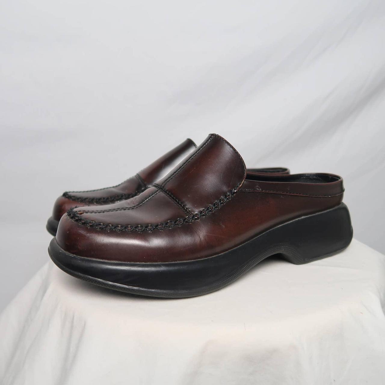 Dansko dark brown leather slip-on platform loafer... - Depop