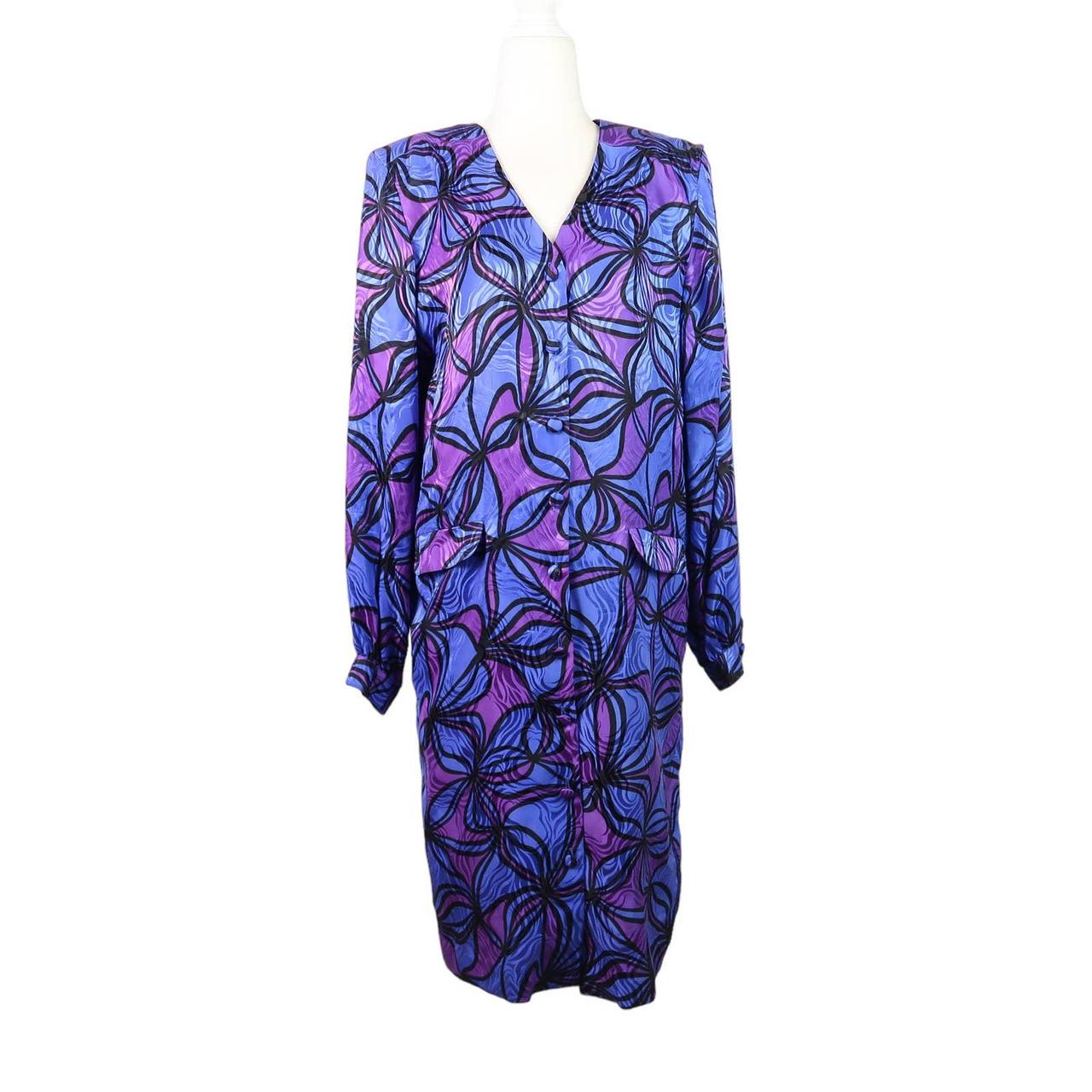 Vintage 80s Adrianna Papell rich blue purple and