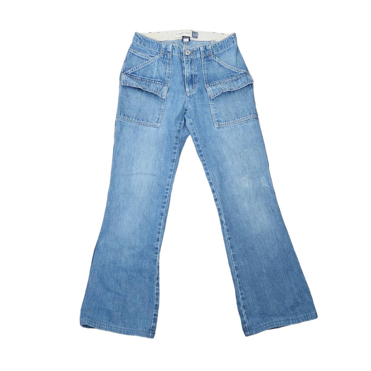 Gap Mid Wash Blue Low Rise Y2K Pocket Flare Jeans