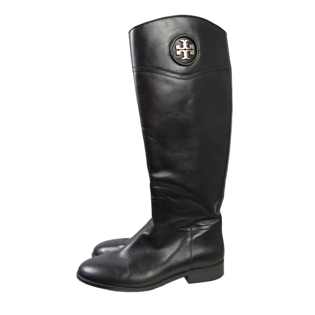 Brand new TORY BURCH women SZ 5 JUNCTION RIDING BOOTS BLACK HIGH GOLD