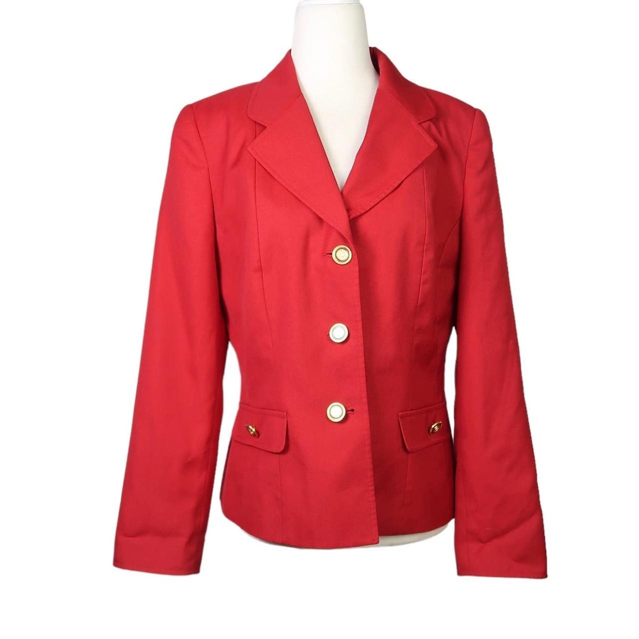 Vintage 90s Mary Kay cherry red wool blend blazer... - Depop