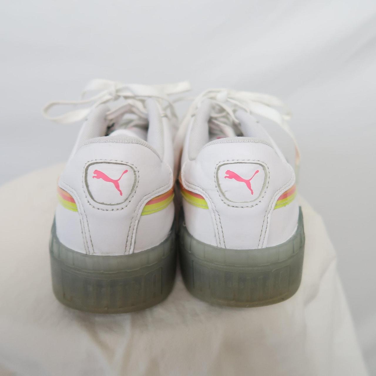 Puma Cali Neon Ice white rainbow striped lace up. Depop