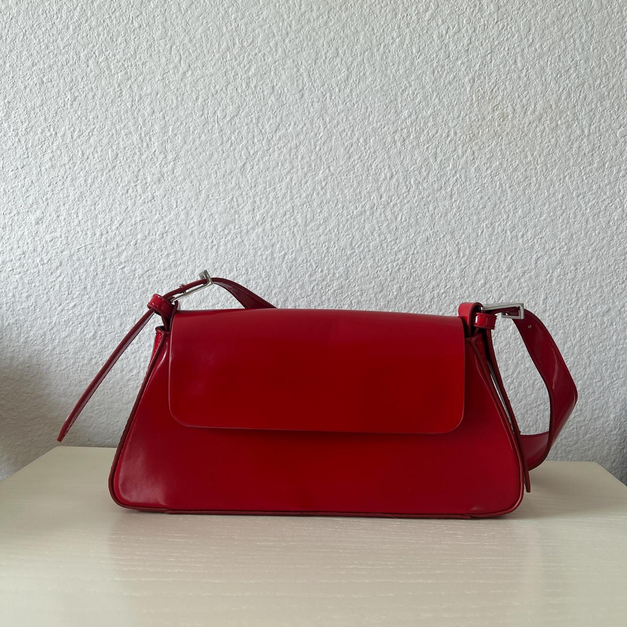 Zara Women's Bag - Red – Red leather handbag with silver hardware from …