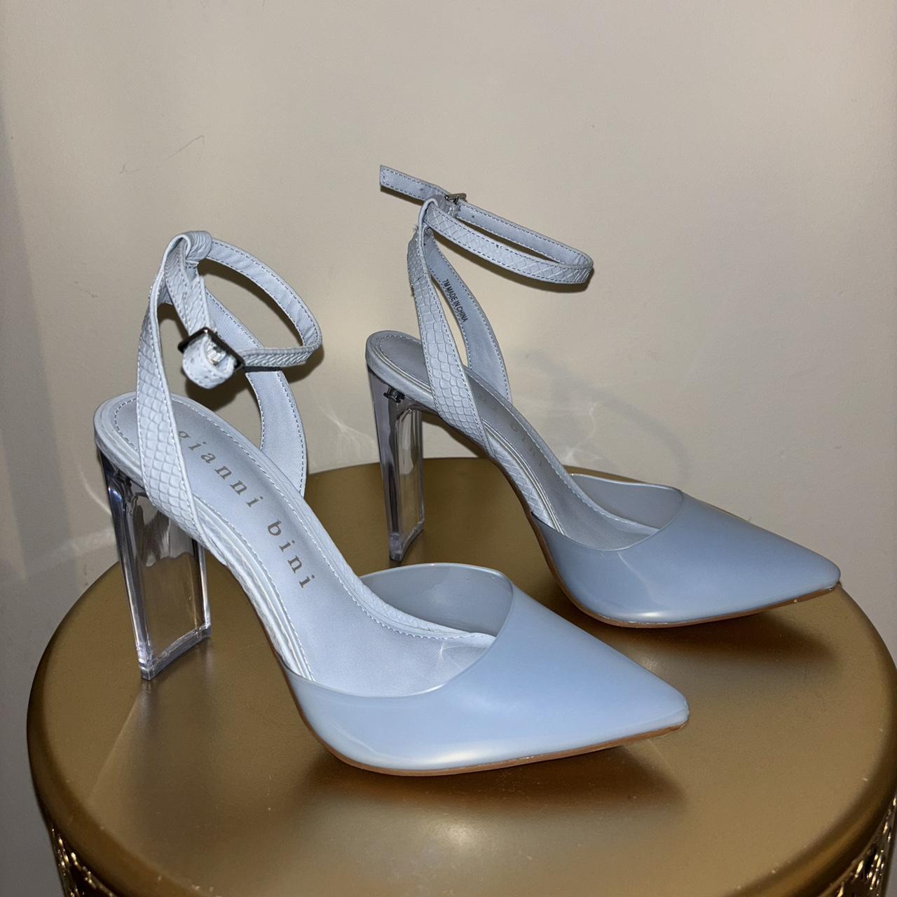 Gianni bini baby blue heels clear heel size 7... - Depop