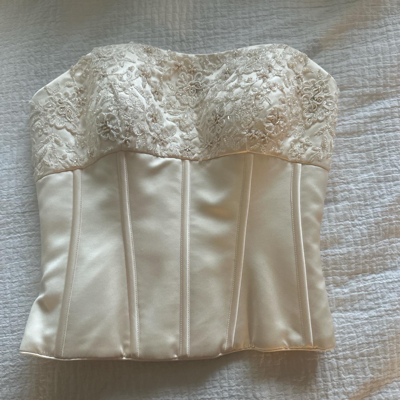 Beaded bridal corset top Color is champagne... - Depop