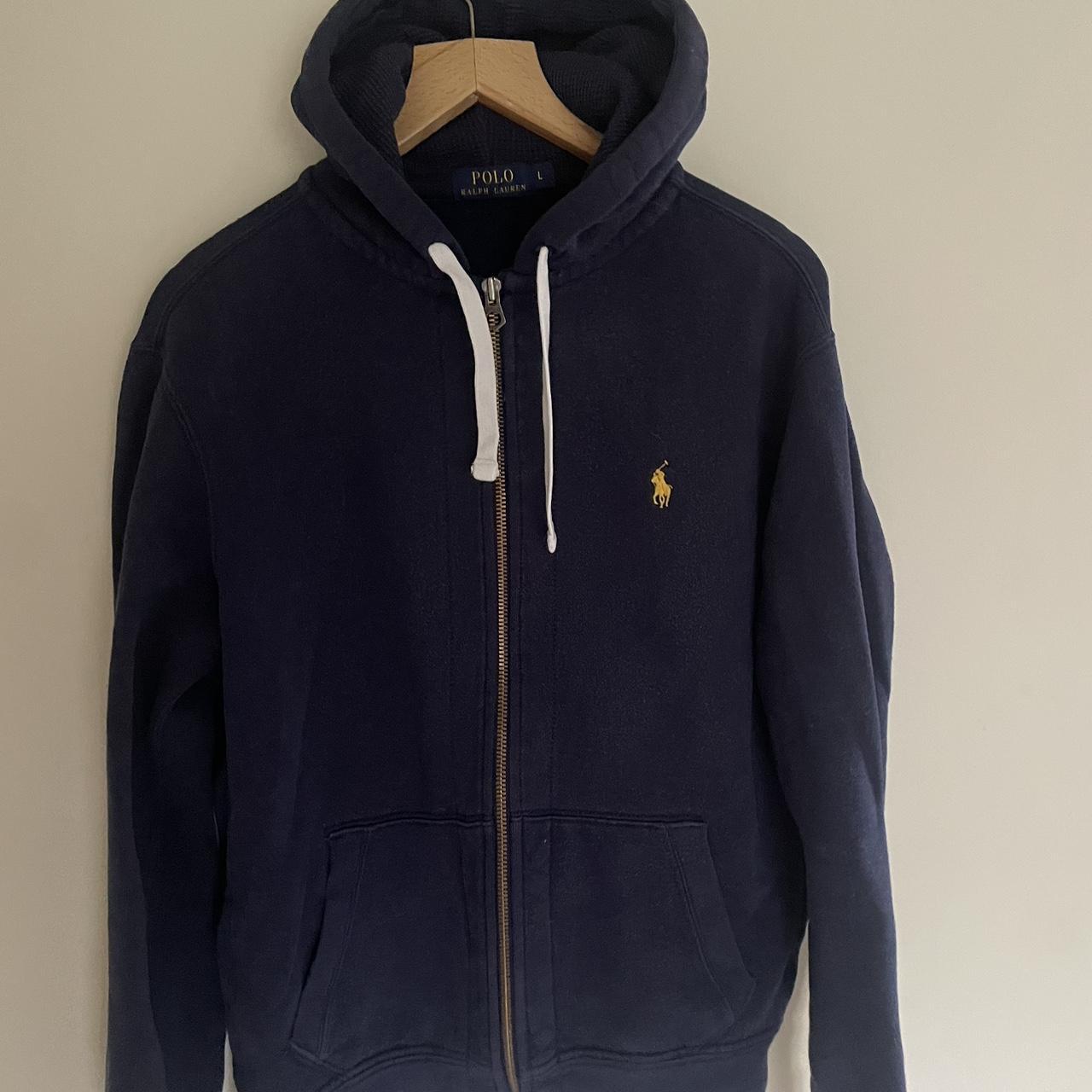 Ralph Lauren navy zip up hoodie Size L but fits more... - Depop