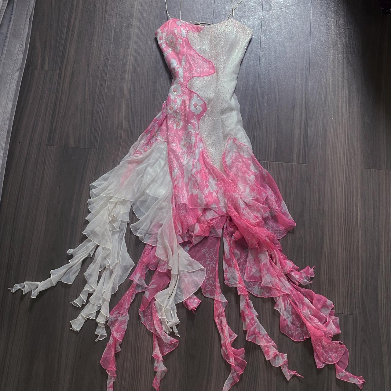 Women's Pink and White Dress | Depop