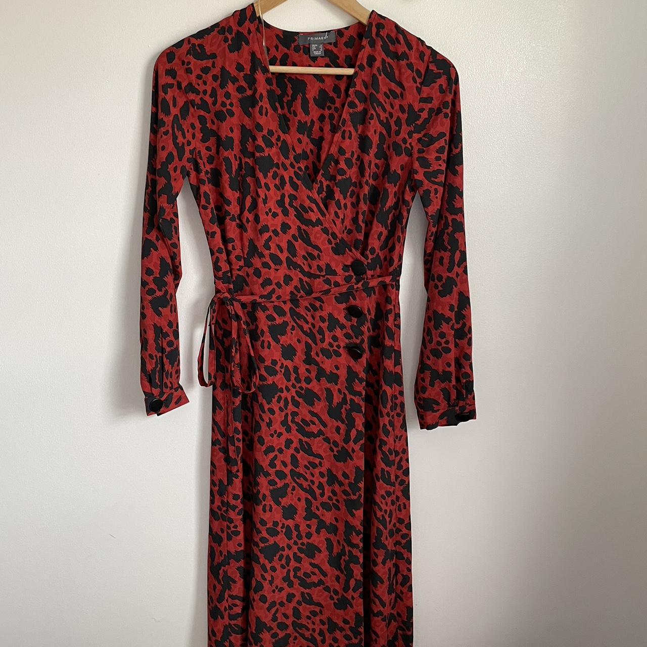 Primark red 2025 leopard print dress