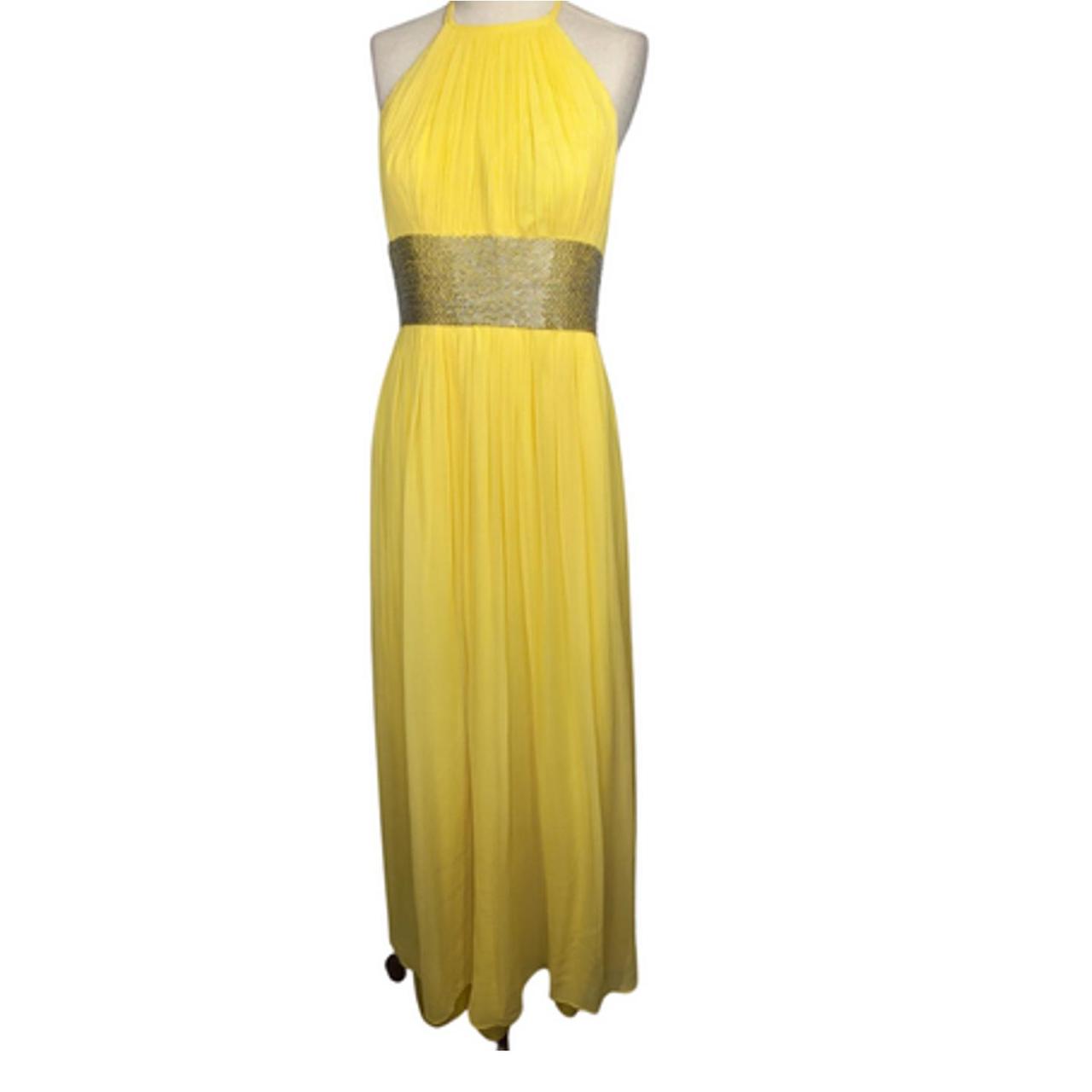 Yellow Silk Blend Halter Maxi Dress Size 4 New with Depop