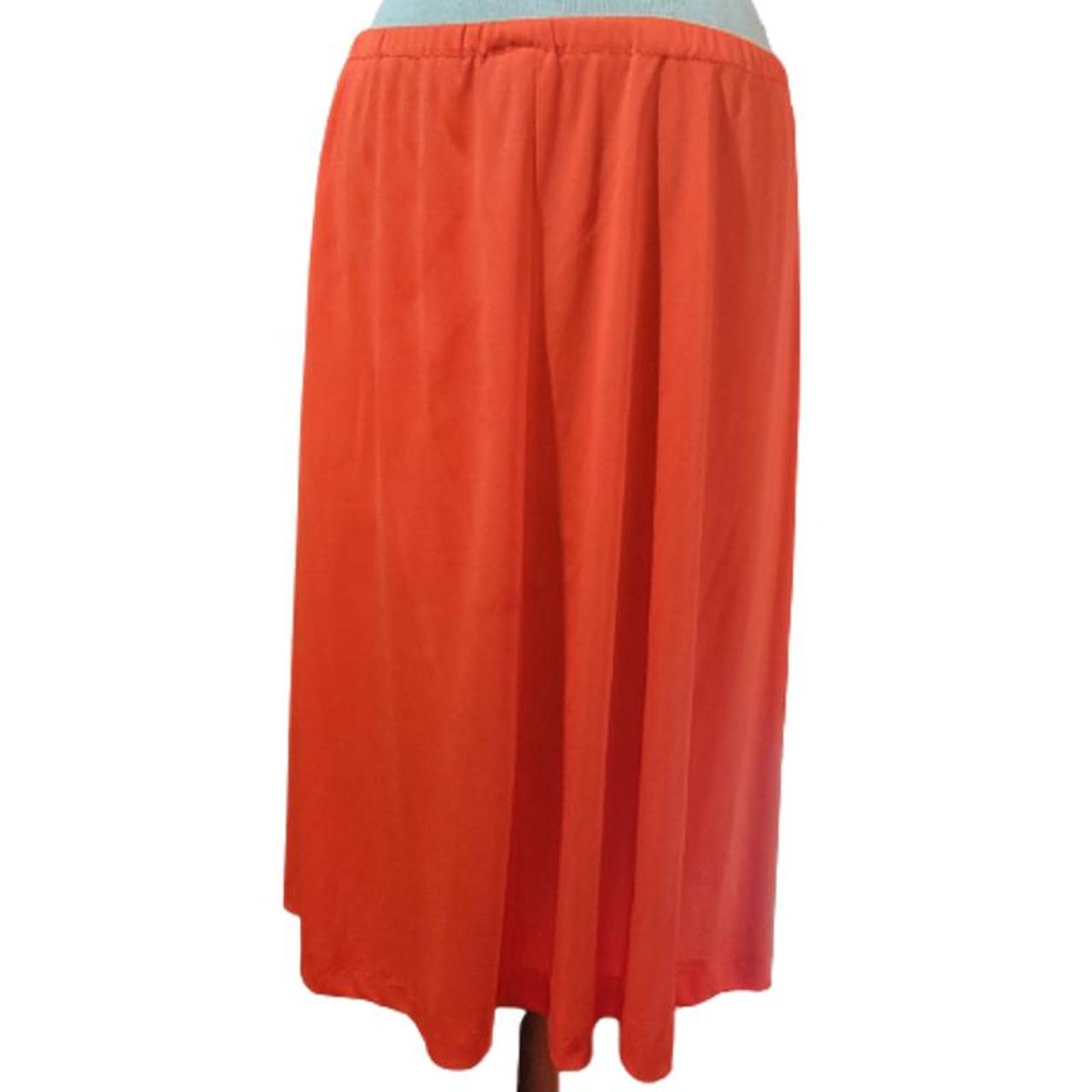 Vintage Orange Flowy Knee Length Skirt Size 16 Good