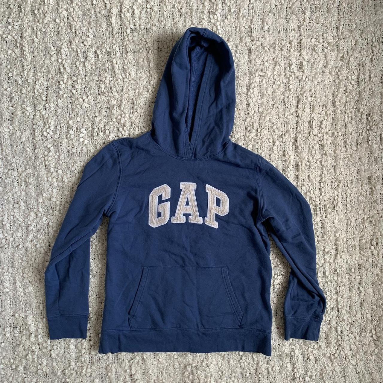 Blue and Cream Gap Hoodie Women’s Medium On the... - Depop