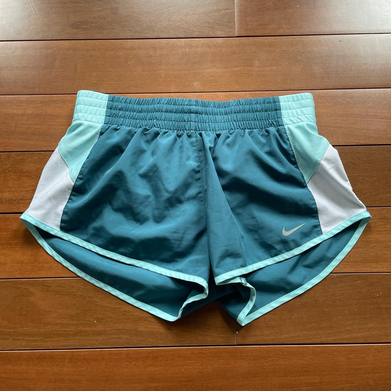 two tone blue nike dri-fit atheltic shorts teal and - Depop