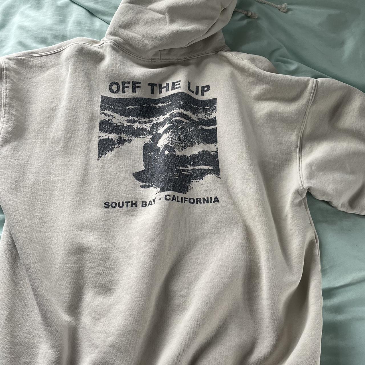 Brandy Melville Women's Cream and Black Hoodie Depop